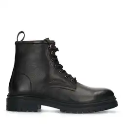 Wehkamp Manfield leren veterboots zwart aanbieding