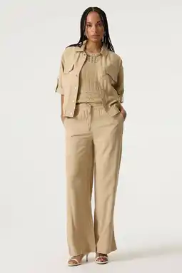 Wehkamp Garcia wide leg regularwaist broek zand aanbieding