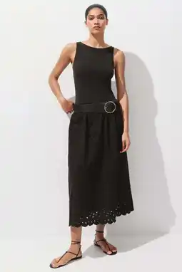 Wehkamp Mango midi zomerjurk - donkerbruin aanbieding