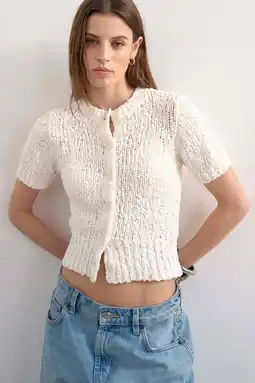 Wehkamp TOPSHOP vest ecru grof gebreid aanbieding