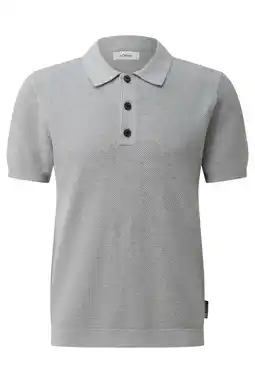 Wehkamp s.Oliver Big Size regular polo gebreid lichtgrijs aanbieding