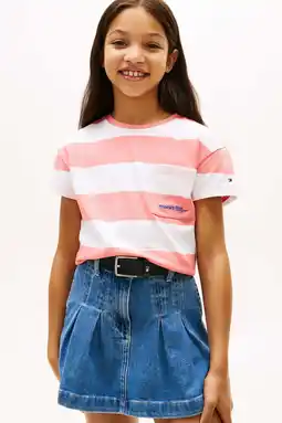 Wehkamp Tommy Hilfiger gestreepte T-shirt roze aanbieding