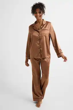 Wehkamp Dreamcovers satijnlook pyjama lichtbruin aanbieding