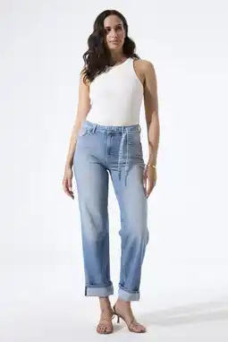 Wehkamp Garcia wide leg jeans medium blue denim aanbieding