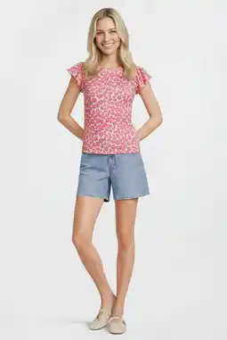 Wehkamp Anytime crinkle top met ruches bloemenprint aanbieding