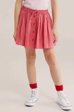 Wehkamp WE Fashion gestreepte A-lijn rok roze aanbieding