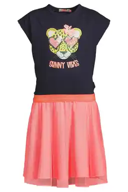Wehkamp Orange Stars midi jurk met pailletten donkerblauw aanbieding