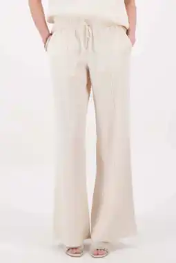 Wehkamp Zusss wide leg regularwaist broek met textuur beige aanbieding