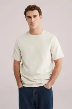 Wehkamp WE Fashion regular T-shirt met textuur beige aanbieding