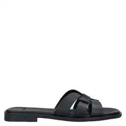 Wehkamp Manfield leren slippers zwart aanbieding