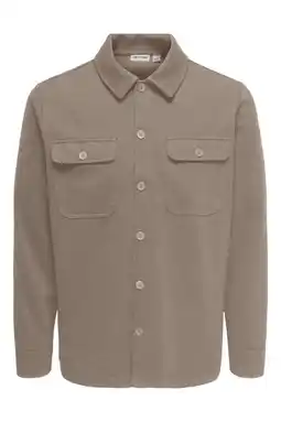 Wehkamp ONLY & SONS overshirt lichtbruin aanbieding