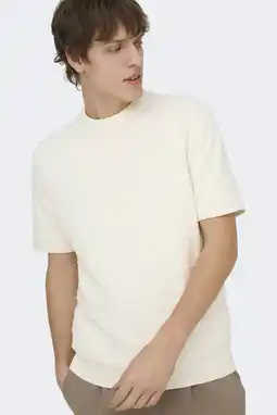 Wehkamp ONLY & SONS regular T-shirt gebreid ecru aanbieding