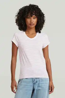 Wehkamp G-STAR gestreepte T-shirt roze aanbieding
