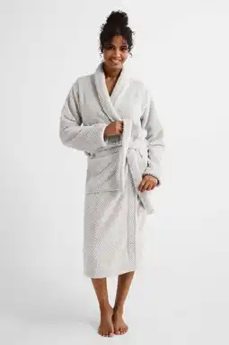 Wehkamp My Basic by After Eden fleece badjas lichtgrijs aanbieding