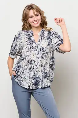 Wehkamp Co Woman blouse met dierenprint blauw aanbieding