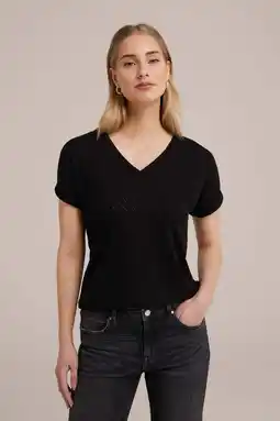Wehkamp WE Fashion top met visgraat zwart aanbieding