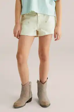 Wehkamp WE Fashion Blue Ridge straight gebloemde denim short ecru aanbieding