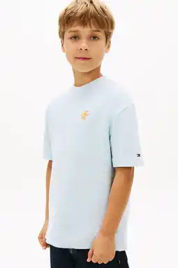Wehkamp Tommy Hilfiger T-shirt met textuur lichtblauw aanbieding