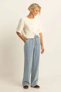 Wehkamp Expresso denim wide leg highwaist casual broek light blue denim aanbieding