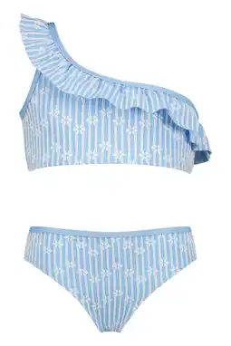 Wehkamp Vingino one shoulder bikini Zalotte blauw/wit aanbieding