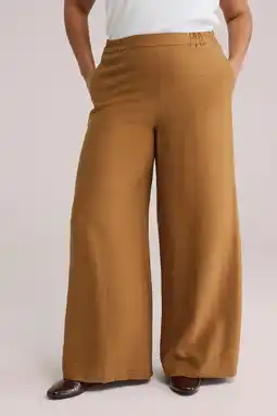 Wehkamp WE Fashion Curve wide leg regularwaist broek camel aanbieding