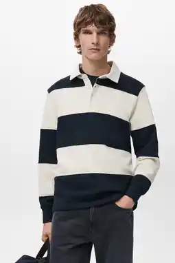 Wehkamp Mango Man regular gestreepte polo donkerblauw aanbieding