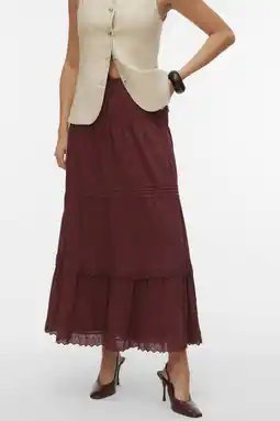 Wehkamp VERO MODA midi rok donkerrood aanbieding