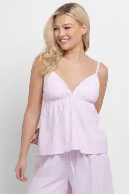 Wehkamp Dorina Curve seersucker pyjamatop Diana wit/roze aanbieding