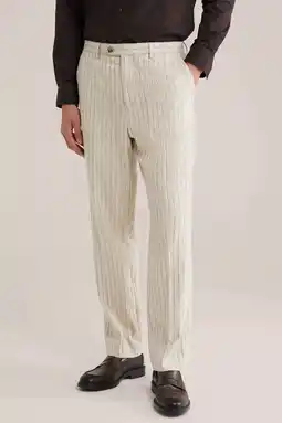 Wehkamp WE Fashion regular gestreepte pantalon met linnen beige aanbieding