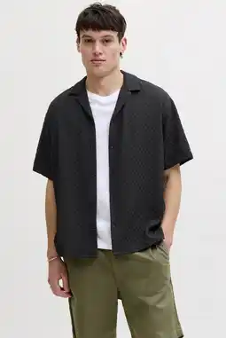 Wehkamp JACK & JONES loose casual overhemd met textuur zwart aanbieding