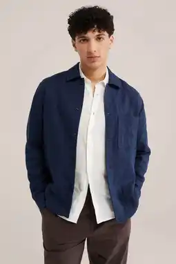 Wehkamp WE Fashion overshirt met linnen donkerblauw aanbieding