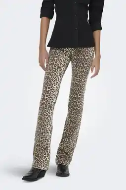 Wehkamp ONLY flared jeans met panterprint bruin aanbieding
