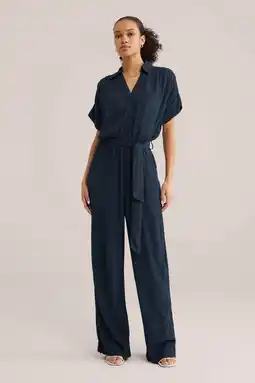 Wehkamp WE Fashion Straight jumpsuit marineblauw aanbieding