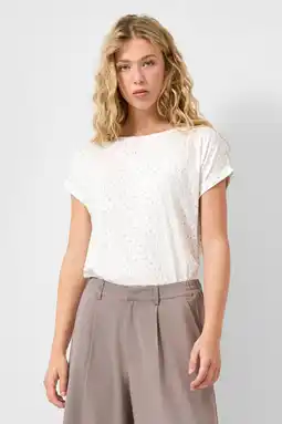 Wehkamp QS gebloemde T-shirt ecru aanbieding