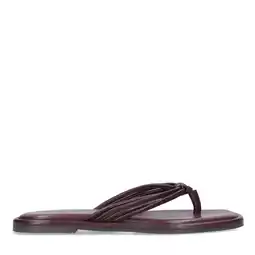 Wehkamp Sacha leren teenslippers bordeaux aanbieding