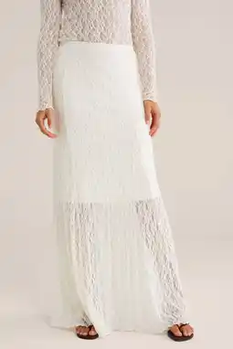 Wehkamp WE Fashion kanten midi rok ecru aanbieding
