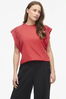 Wehkamp VILA katoenen regular fit top - rood aanbieding