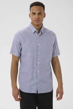 Wehkamp Matinique linnen regular fit overhemd met print - donkerblauw aanbieding