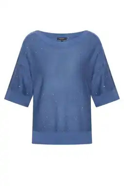 Wehkamp Claudia Sträter gebreide trui blauw met lurex aanbieding