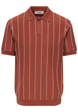 Wehkamp ONLY & SONS regular gestreepte polo fijn gebreid rood aanbieding