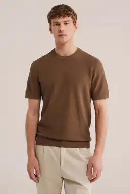 Wehkamp WE Fashion regular T-shirt met ingebreid patroon bruin aanbieding