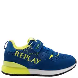 Wehkamp REPLAY Shoot JR suede sneakers koningsblauw /neon geel aanbieding