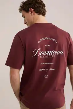 Wehkamp WE Fashion relaxed T-shirt met backprint donkerrood aanbieding
