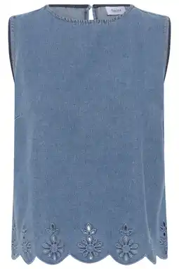 Wehkamp Saint Tropez top broderie medium blue denim aanbieding