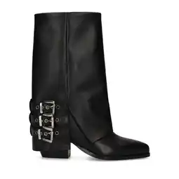Wehkamp Sacha leren bikerboots met flap zwart aanbieding