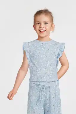 Wehkamp Anytime crinkle top met ruffles blomenprint lichtblauw aanbieding