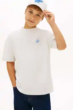 Wehkamp Tommy Hilfiger T-shirt met textuur ecru aanbieding
