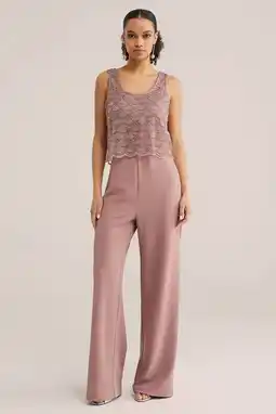 Wehkamp WE Fashion Straight jumpsuit lichtroze aanbieding