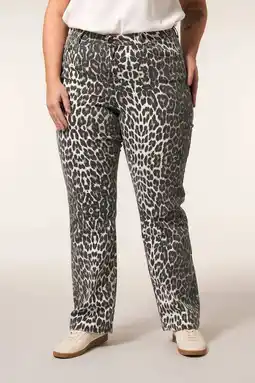 Wehkamp Miss Etam Plus straight leg jeans met panterprint bruin aanbieding
