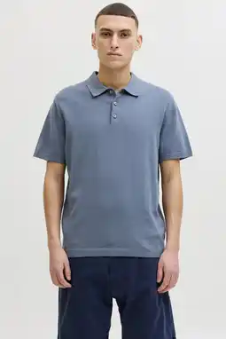 Wehkamp JACK & JONES regular polo blauw gebreid aanbieding